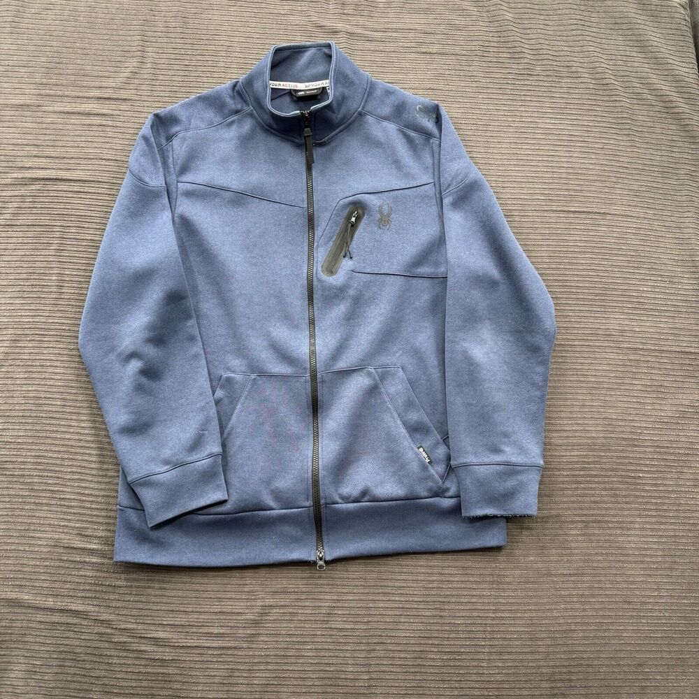 Spyder Active Jacket Men Large Blue Polyester Full Zip Outdoors Hiking‎ Walking.